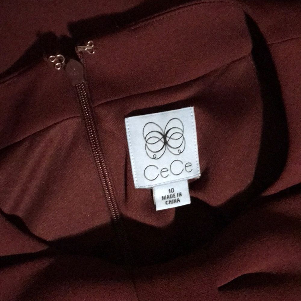 Cece Burgundy/Red bow neck dress Size 10 - Picture 4 of 4